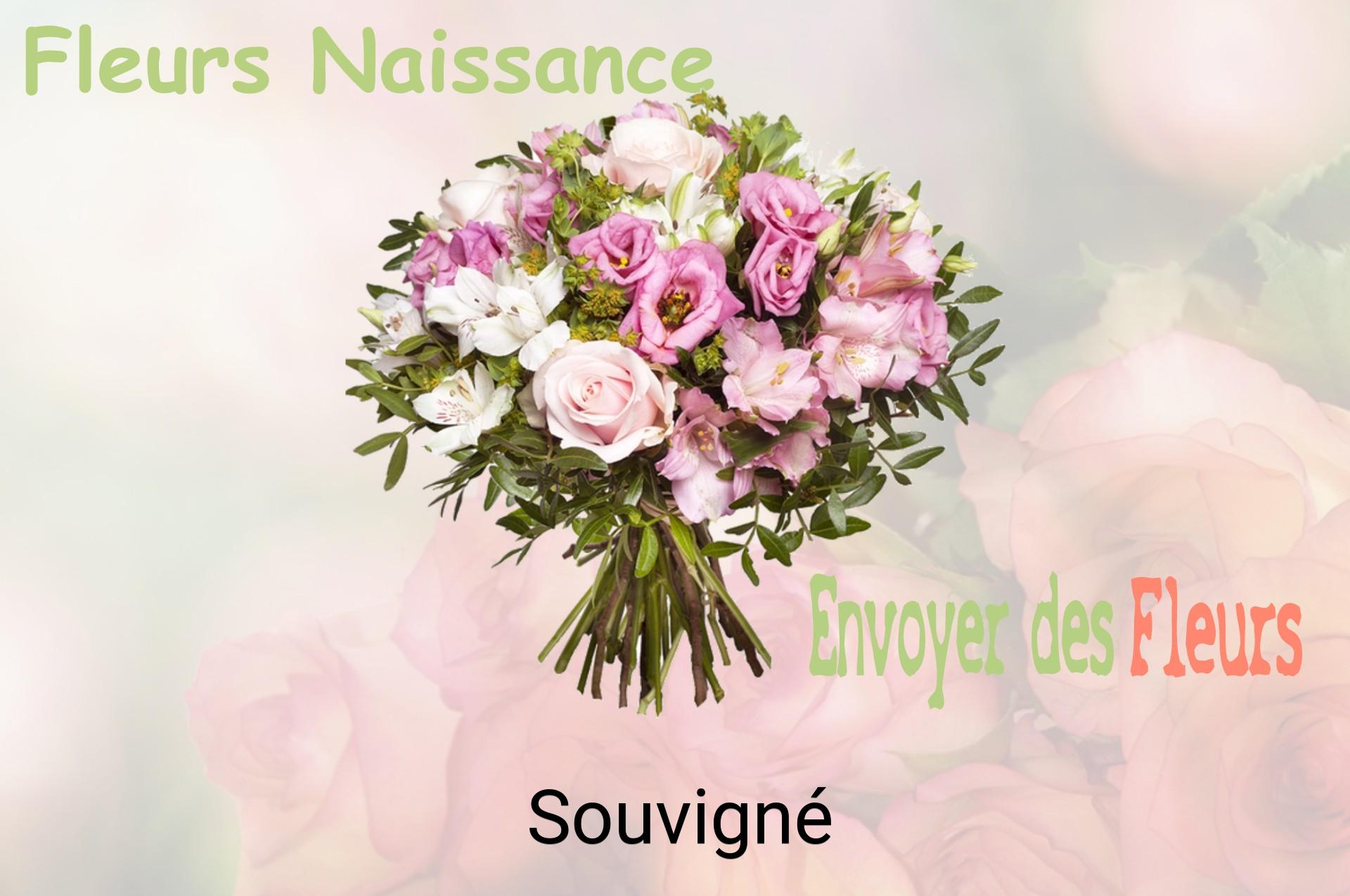 Bouquet de fleurs de naissance livré à Souvigné