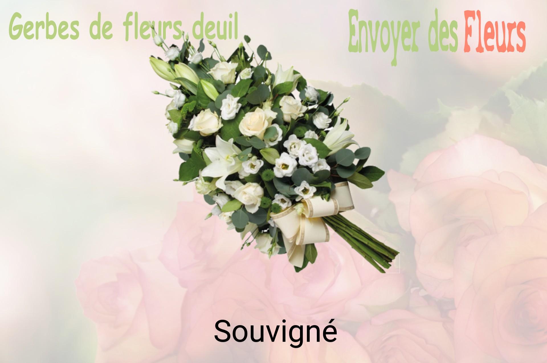 Gerbe de fleurs de deuil livrée à Souvigné